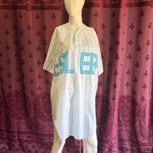 Esleep Striped Jersey Pajama Sleep Shirt White & Blue One Size